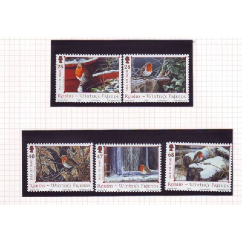 Isle of Man Sc 1069-1073 2004 Winter Robins stamp set mint NH