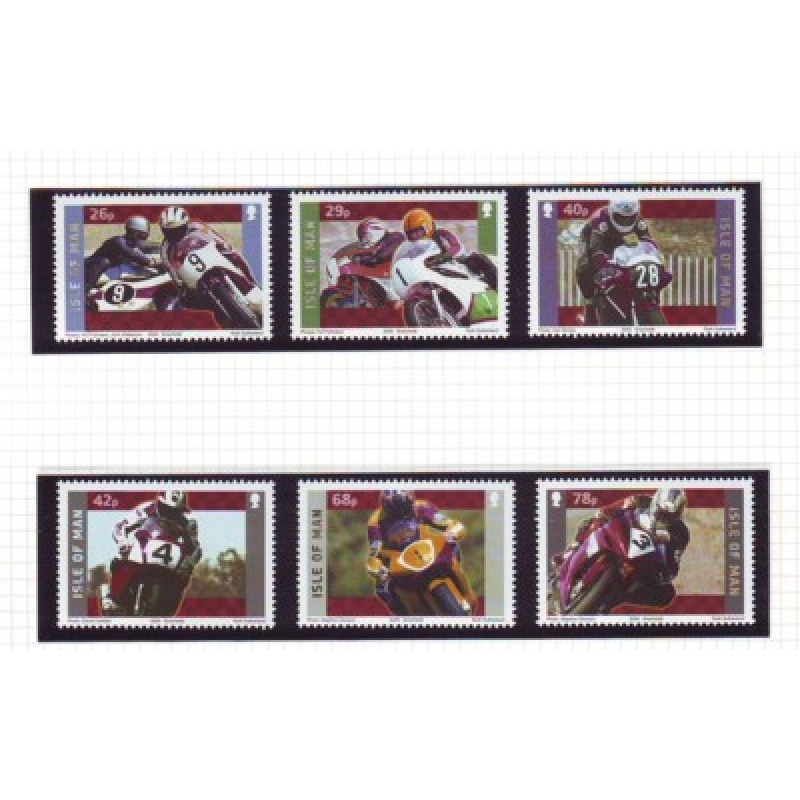 Isle of Man Sc 1096-1101 2005 Motorcycle Racers stamp set mint NH