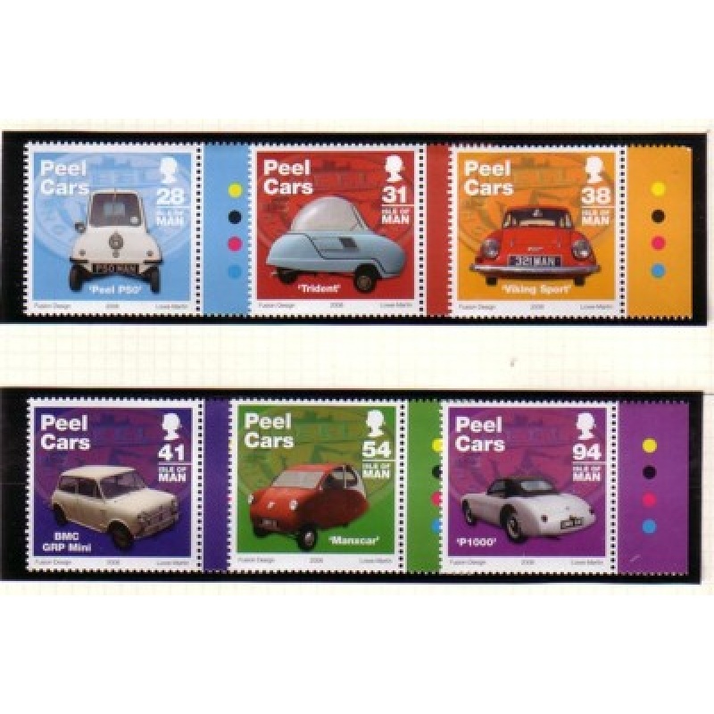 Isle of Man Sc 1157-1162 2006 Peel Cars stamp set mint NH
