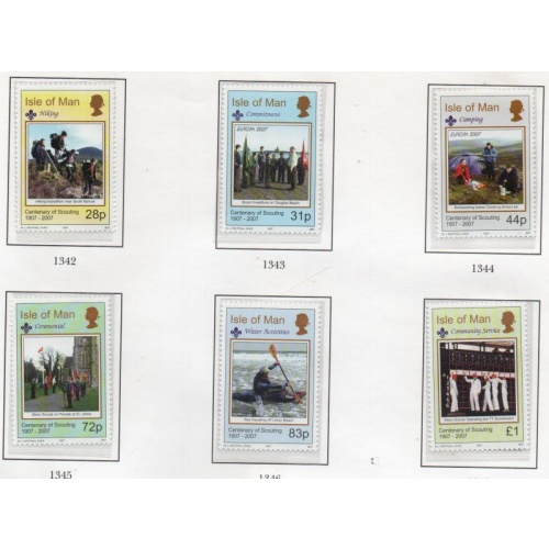 Isle of Man Sc 1182-1187 2007 Scouting Anniversary stamp set mint NH