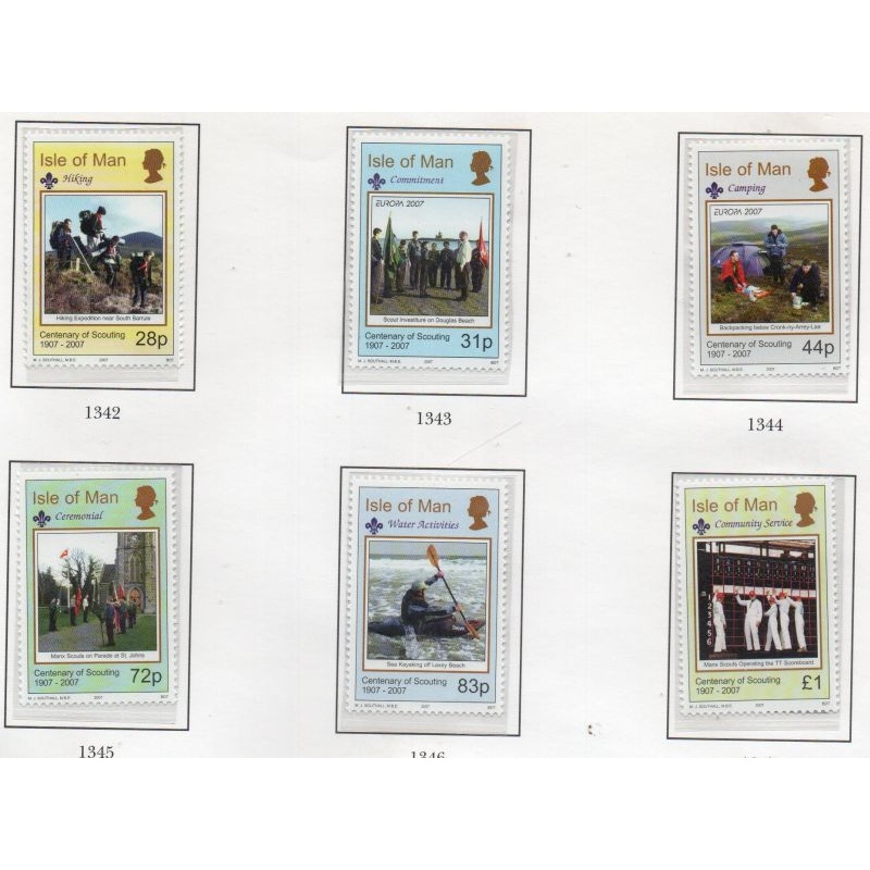 Isle of Man Sc 1182-1187 2007 Scouting Anniversary stamp set mint NH