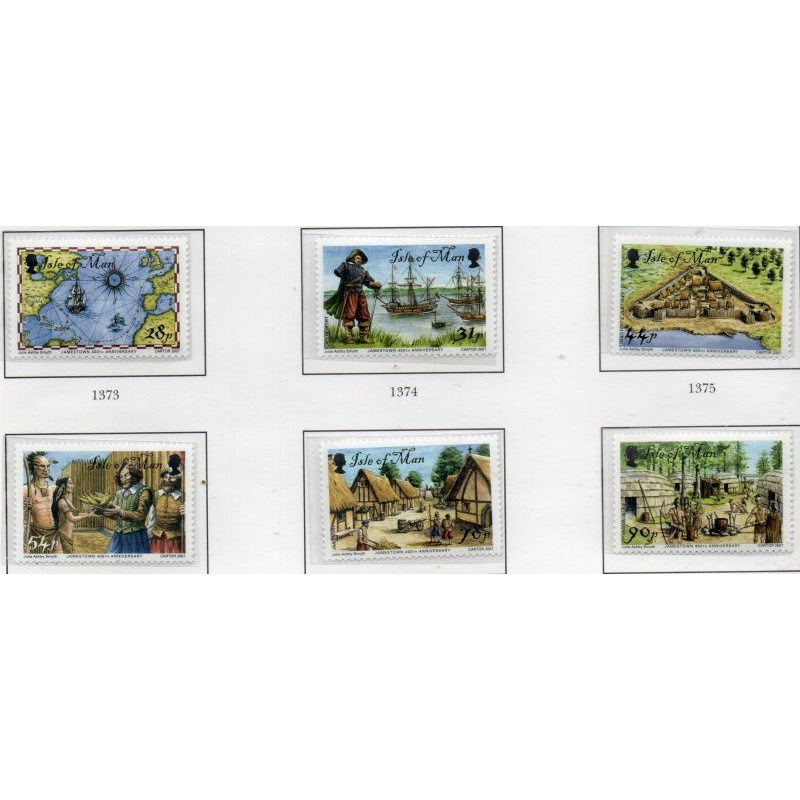 Isle of Man Sc 1202-1207 2007 Jamestown, VA. Anniversary  stamp set mint NH