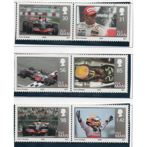 Isle of Man Sc 1296-1298 2009 Hamilton Formula 1 Driver stamp set mint NH