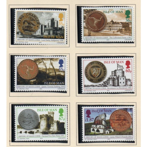 Isle of Man Sc 1387-1392 2010 Manx Coinage stamp set mint NH