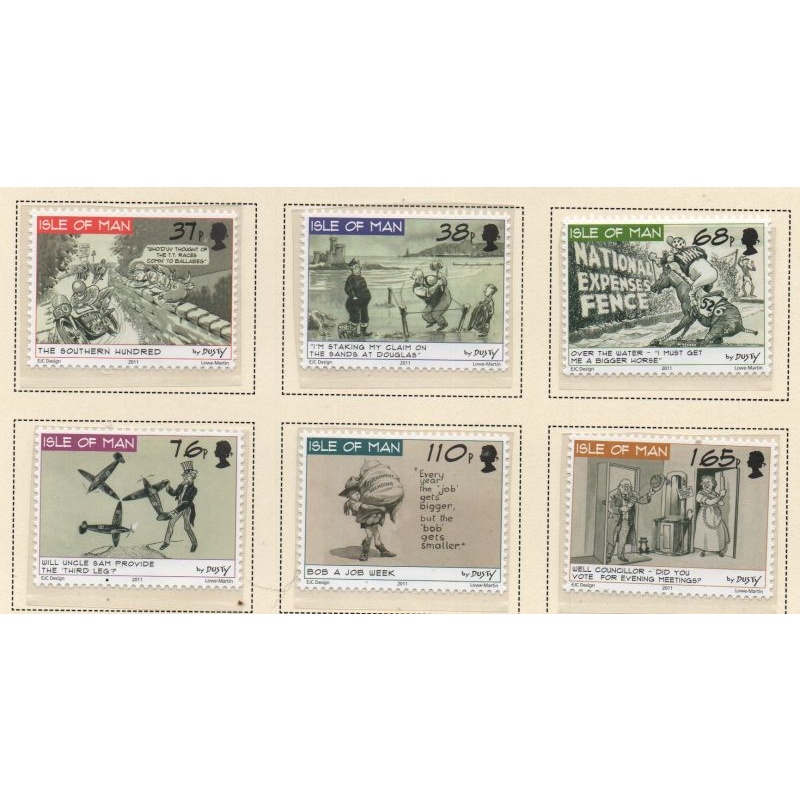 Isle of Man Sc 1436-1441 2011 Political Cartoons by Dusty Miller stamp set mint NH