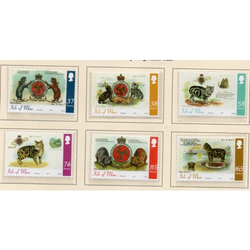 Isle of Man Sc 1442-1447 2011 Manx Cats on Postcards stamp set mint NH