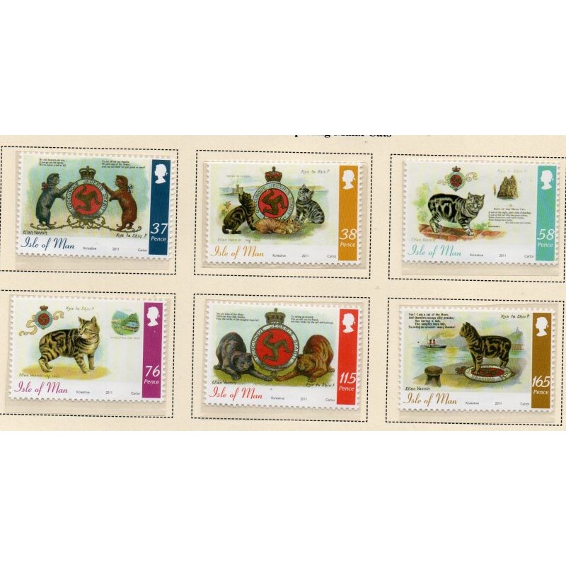 Isle of Man Sc 1442-1447 2011 Manx Cats on Postcards stamp set mint NH