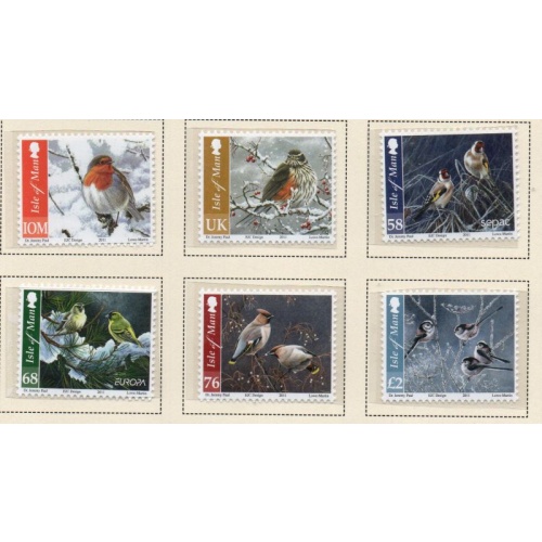 Isle of Man Sc 1455-1460 2011 Birds in Winter stamp set mint NH