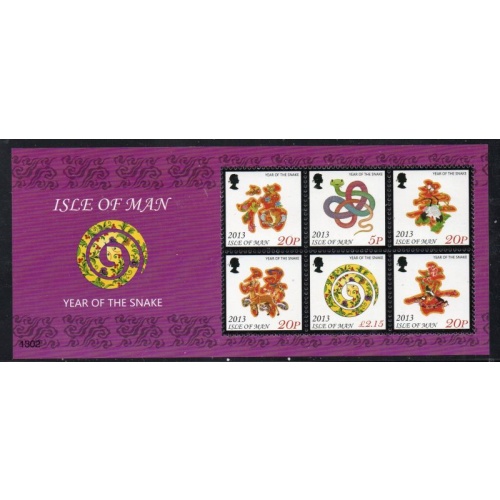 Isle of Man Sc 1548 2013 Year of the Snake stamp sheet mint NH