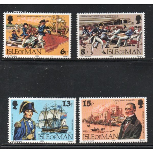 Isle of Man Sc 158-611979 Capt. Quillam, R.N. stamp set mint NH