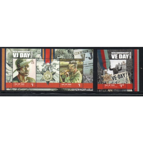 Isle of Man Sc 1710-1711 2015 Victory in WW II  stamp &  sheet mint NH