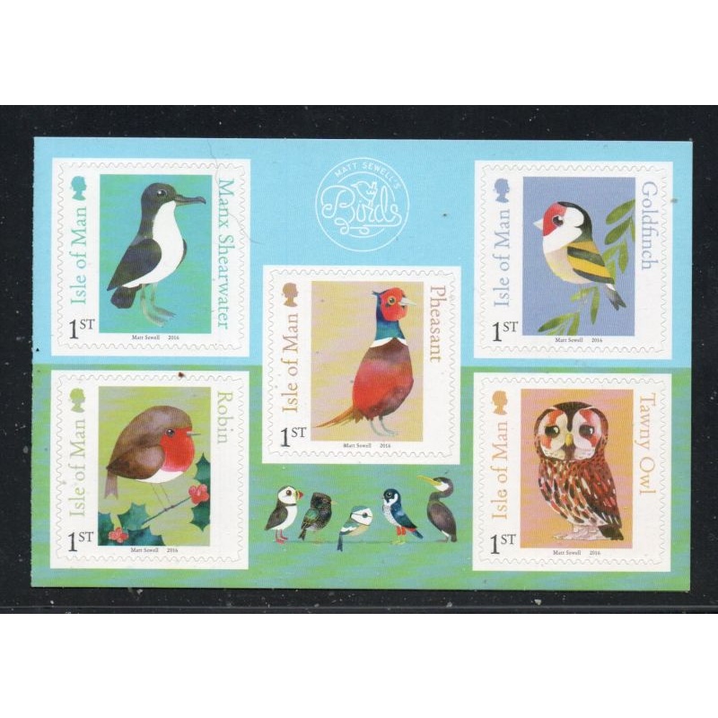 Isle of Man Sc 1784-1788 2016 Birds self adhesive stamp set mint NH