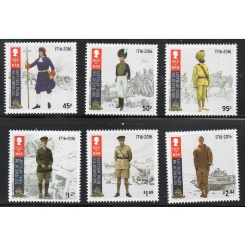 Isle of Man Sc 1789-1794 2016 Royal Artillery  Anniversary stamp set mint NH