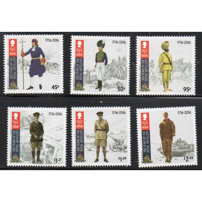 Isle of Man Sc 1789-1794 2016 Royal Artillery  Anniversary stamp set mint NH