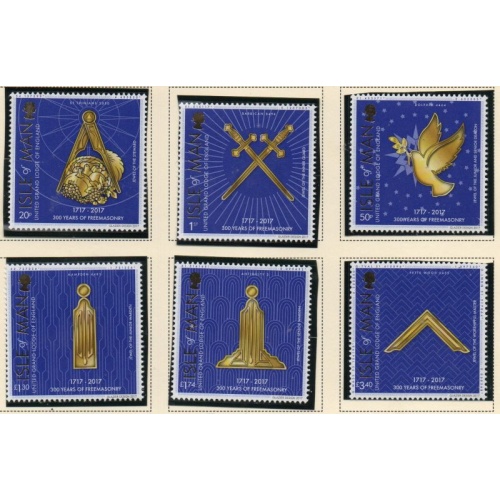 Isle of Man Sc 1869-1874 2017 Freemasonry Anniversary stamp set mint NH