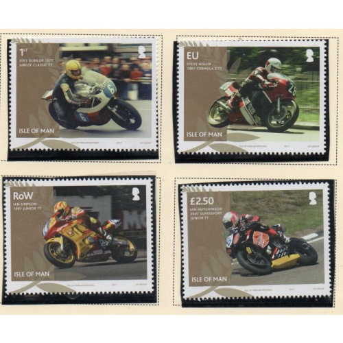 Isle of Man Sc 1875-1878 2017 TT Motorcycle Race Winners stamp set mint NH