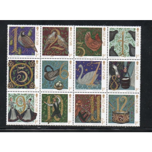 Isle of Man Sc 1904  2017 Christmas  stamp block of 12 mint NH