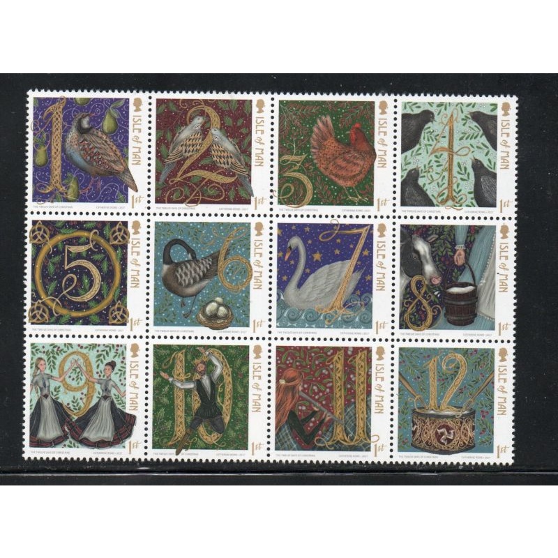 Isle of Man Sc 1904  2017 Christmas  stamp block of 12 mint NH
