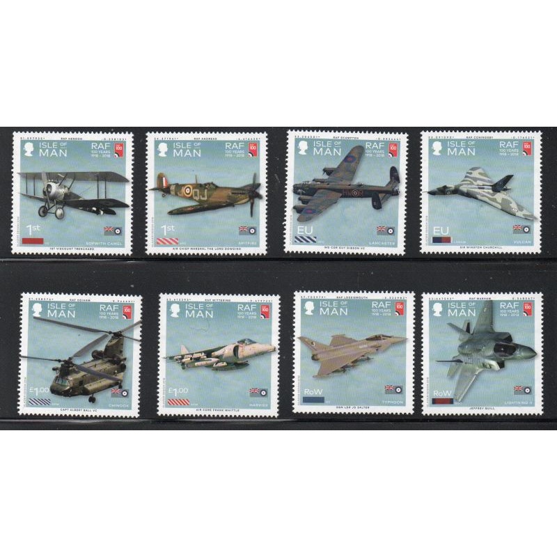 Isle of Man Sc 1912-1919 2018  100th Anniversary Royal Air Force  stamp set mint NH
