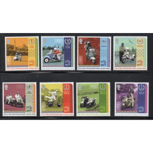Isle of Man Sc 1940-1947  2018 Motor Scooter Rally Anniversary stamp set mint NH