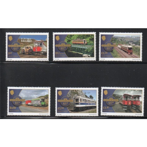 Isle of Man Sc 1957-1962  2018 Manx Electric Railway Anniversary stamp set mint NH