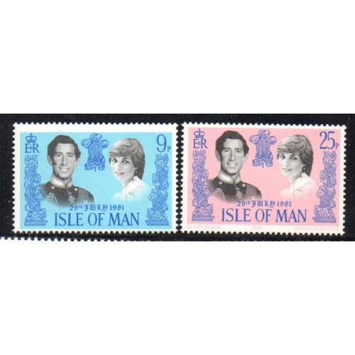 Isle of Man Sc 198-99 1981 Royal Wedding Prince Charles stamp set mint NH