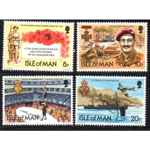 Isle of Man Sc 201-04 1981 British Royal Legion stamp set mint NH