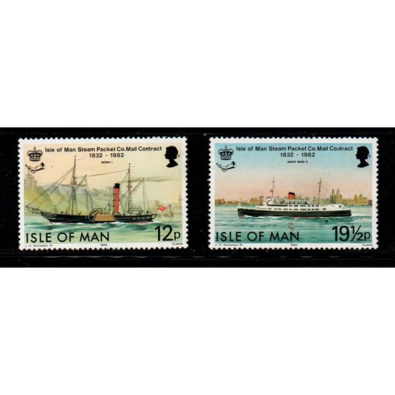 Isle of Man Sc 219-20 1982 Steam Packet Com[any stamp set mint NH