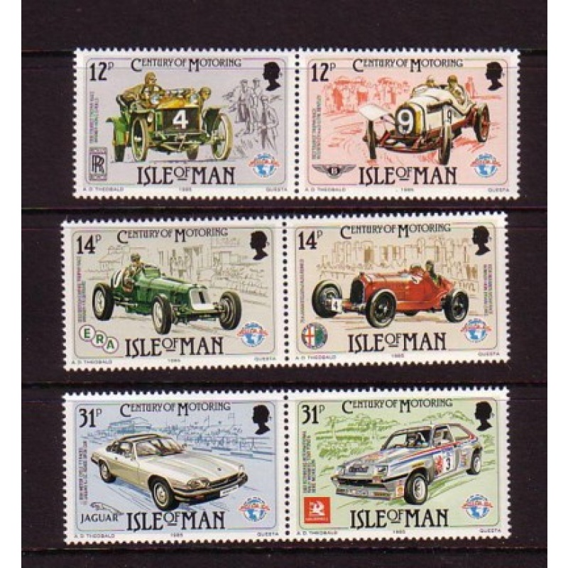 Isle of Man Sc 284-286 1985 Motor Races stamp set mint NH