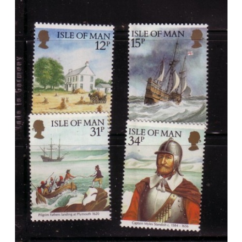 Isle of Man Sc 308-11 1986 Settling of Plymouth stamp set mint NH
