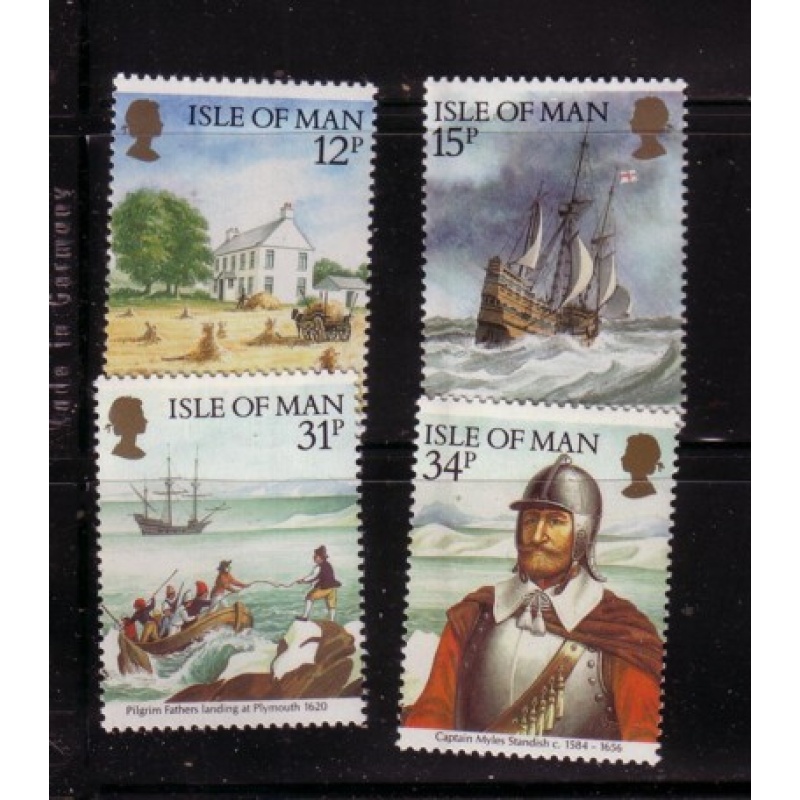 Isle of Man Sc 308-11 1986 Settling of Plymouth stamp set mint NH