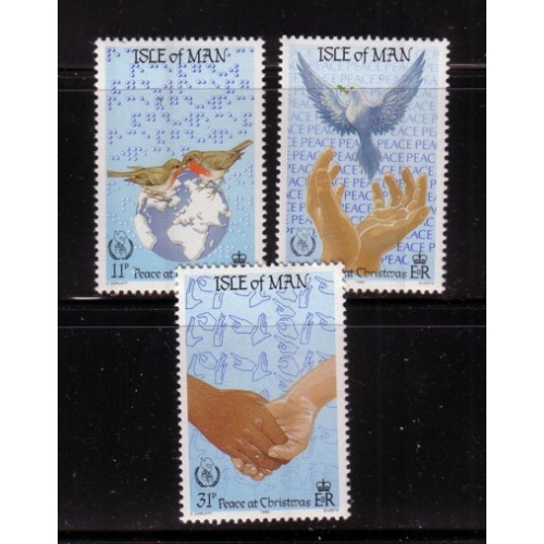 Isle of Man Sc 318-20 1986 Christmas stamp set mint NH
