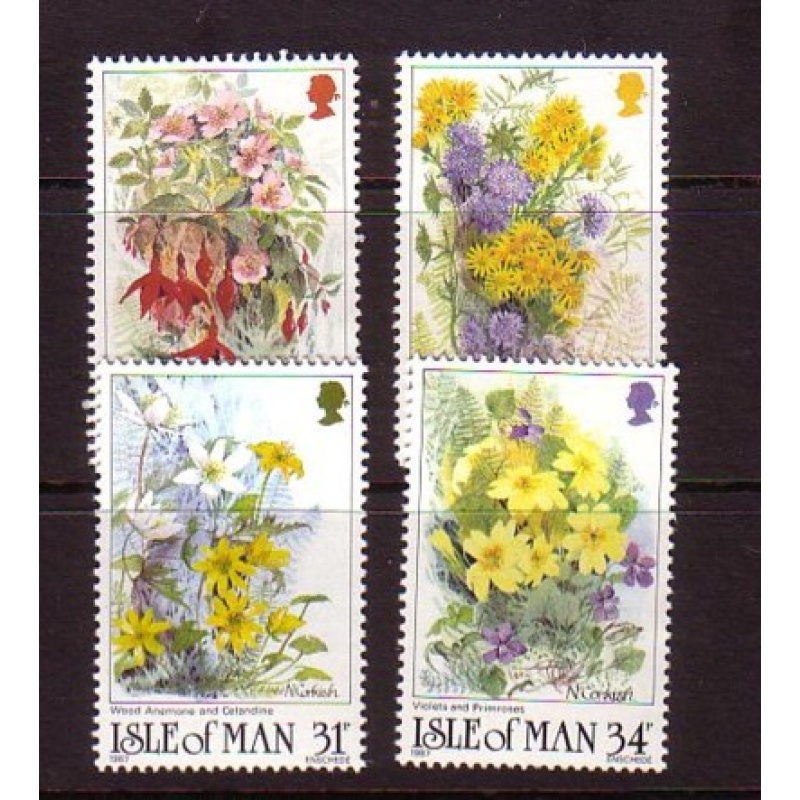 Isle of Man Sc 340-43 1987 Flowers stamp set mint NH
