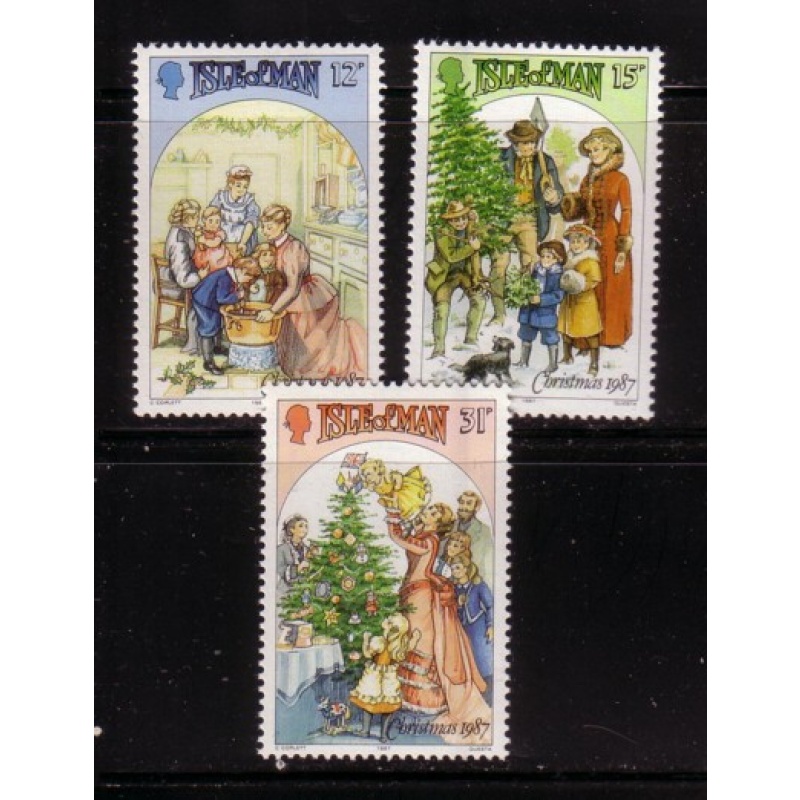 Isle of Man Sc 344-46 1987 Christmas stamp set mint NH