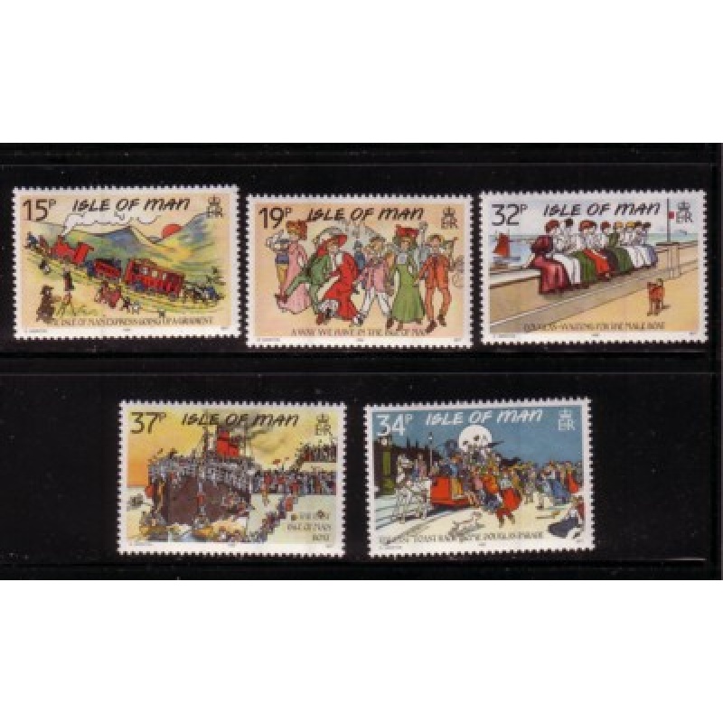 Isle of Man Sc 413-17 1990 funny postcards stamp set mint NH