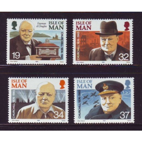 Isle of Man Sc  432-35 1990 Churchill stamp set mint NH