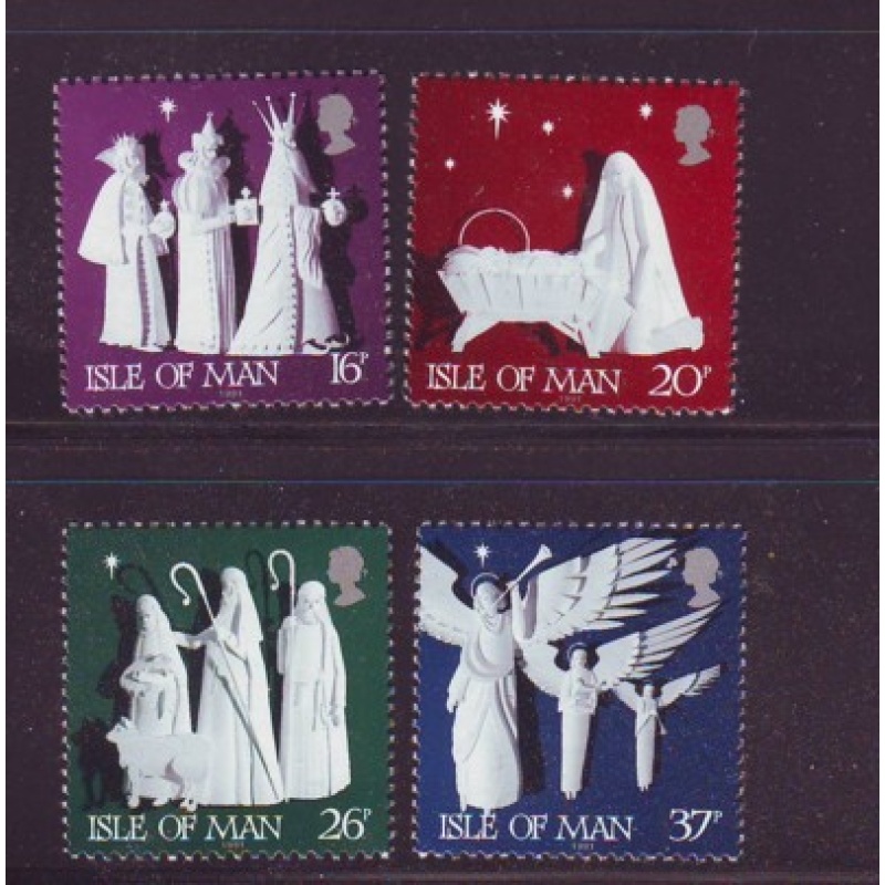 Isle of Man Sc  488-91 1991 Christmas stamp set mint NH