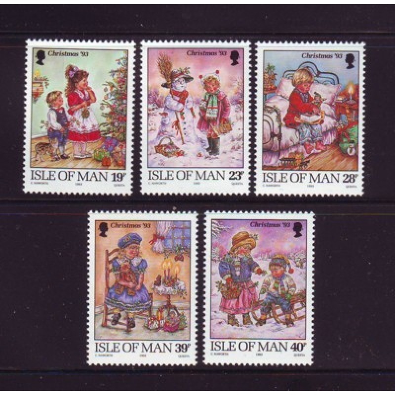 Isle of Man Sc  572-76 1993 Christmas stamp set mint NH