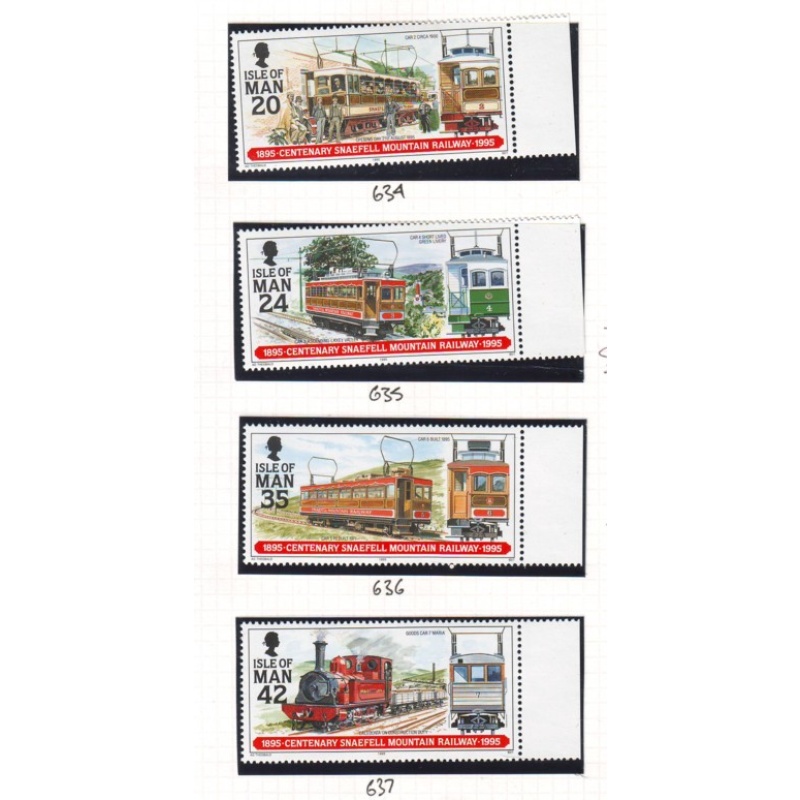 Isle of Man Sc 623-26 1995 Snaefell Mountain Railway stamp set mint NH