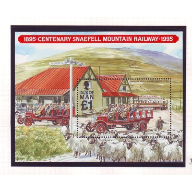 Isle of Man Sc 627 1995 Snaefell Mountain Railway stamp sheet mint NH