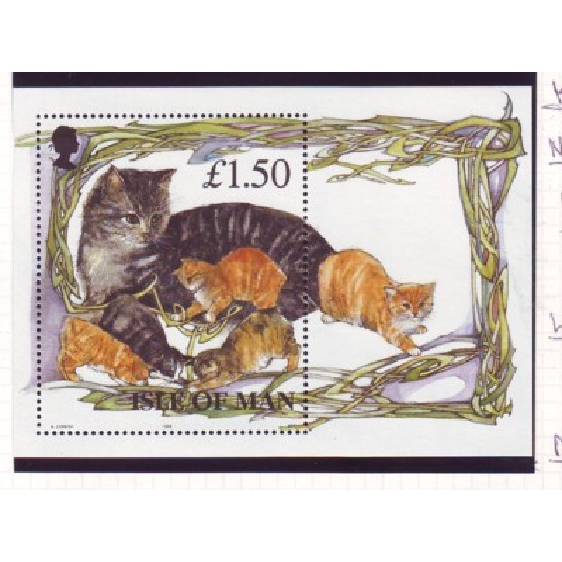 Isle of Man Sc 677 1996 Cats stamp sheet mint NH