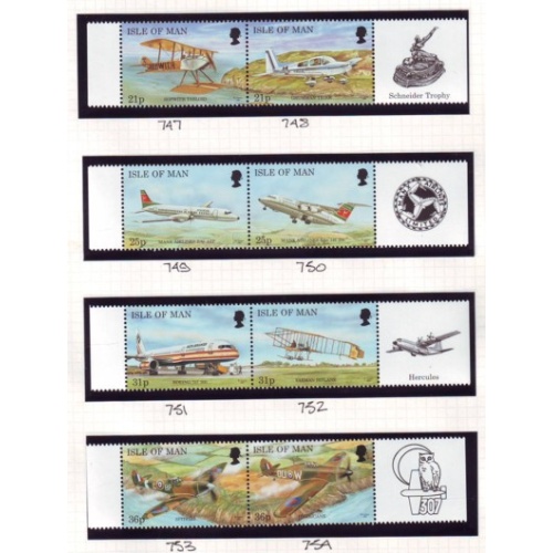 Isle of Man Sc 744-751 1997 Airplanes stamp set mint NH