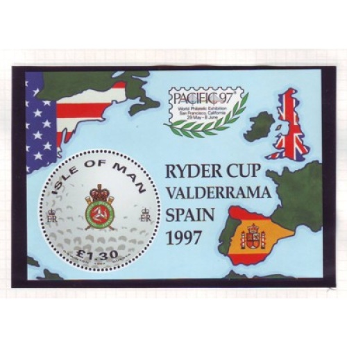 Isle of Man Sc 756 1997 Golf Ryder Cup stamp sheet mint NH