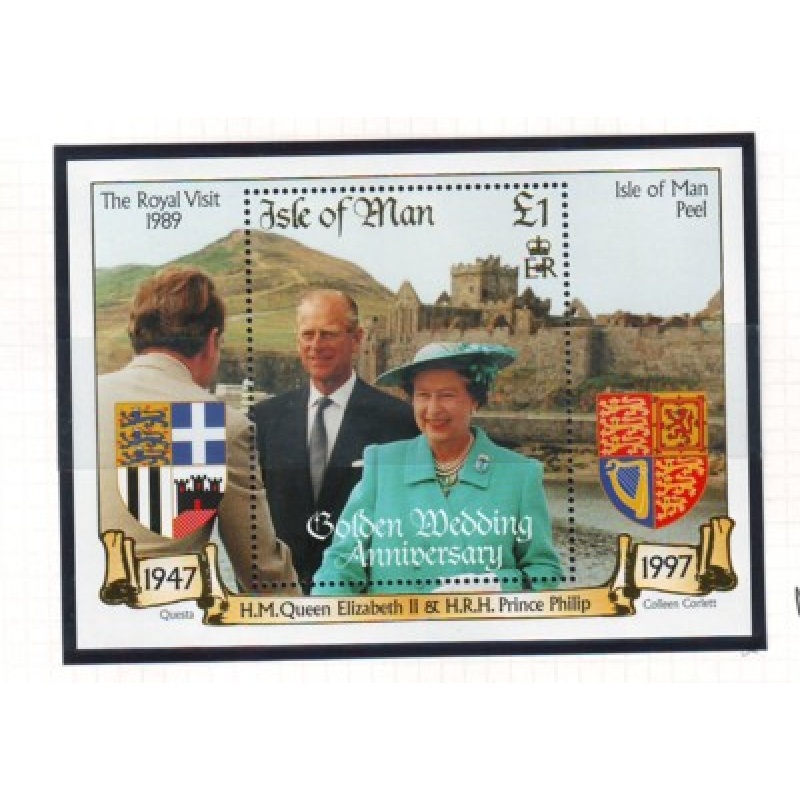Isle of Man Sc  762 1997 50th Anniversary QE II & Pr Philip stamp sheet mint NH