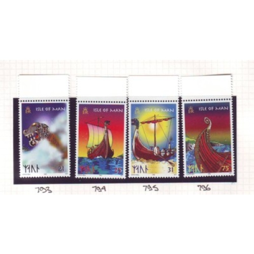 Isle of Man Sc 771-774 1998 Viking Longships stamp set mint NH