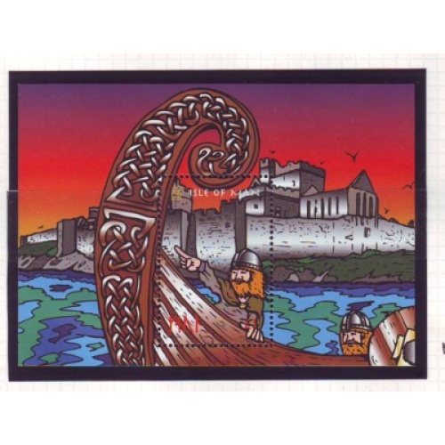 Isle of Man Sc 775 1998 Viking Longships stamp sheet mint NH