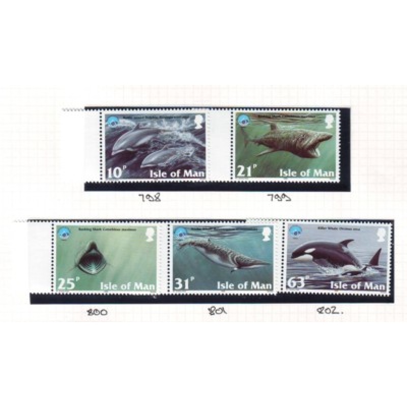 Isle of Man Sc  776-80 1998 Marine Life stamp set mint NH