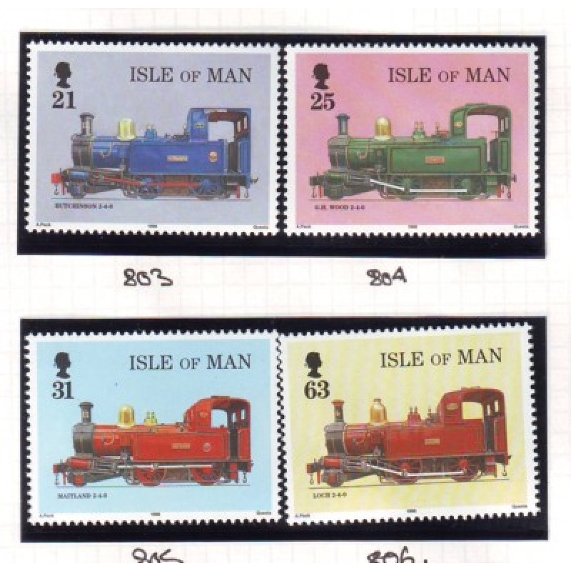 Isle of Man Sc 781-84 1998 Steam Locomotives stamp set mint NH
