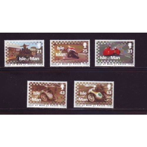 Isle of Man Sc  788-792 1998 Tourist Trophy Races  stamp set mint NH