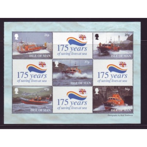 Isle of Man Sc 820a 1999  Lifeboat Institution Anniversary stamp booklet pane mint NH